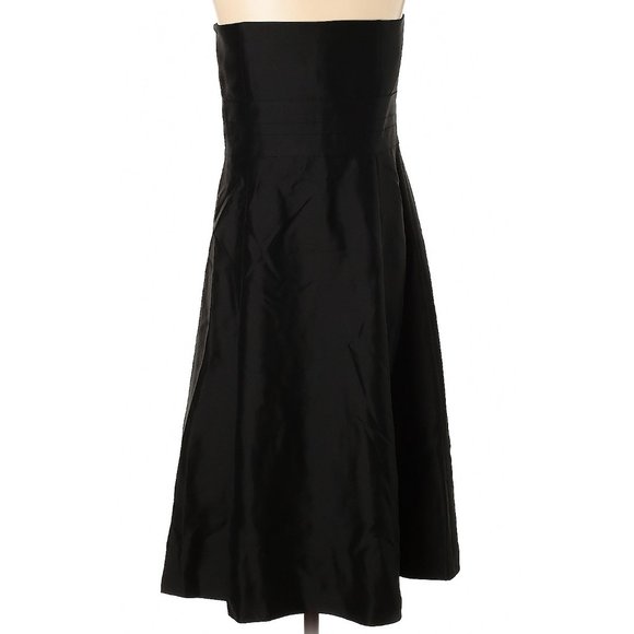 Black Silk Dress Ann Taylor Strapless Classic Cocktail Party Event Dinner Date 4 - Picture 2 of 8